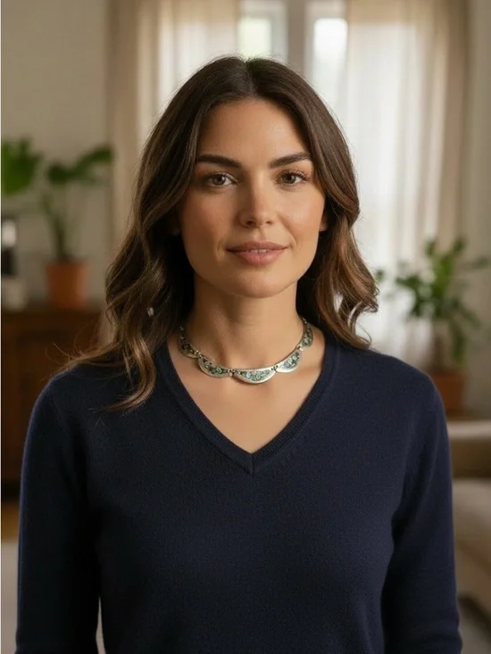 Artisan Alpaca Silver Collar Necklace with Abalone Accents - Picture 2 of 3